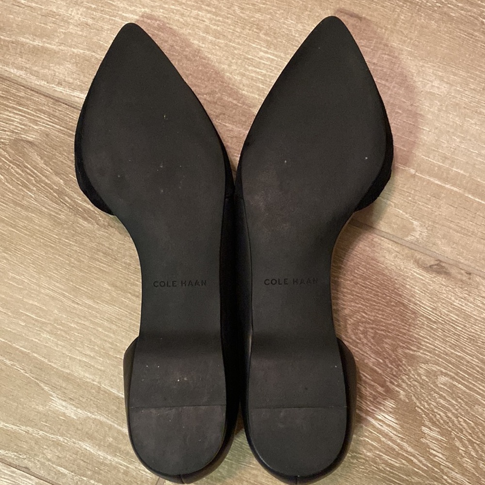 Cole Haan Black Suede and Leather Point D’orsay Flats - Picture 10 of 11